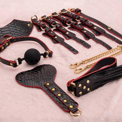 OEM  Sex Toys Bondage Adult BDSM Kit 7pcs Black Handcuff With Suitcase Toys