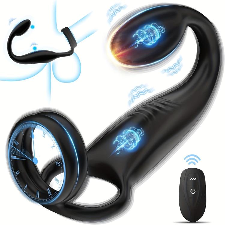 Prostate Massager Anal Plug Cock Ring Vibrator Sperm Lock Ring Delay Ejaculation Trainer Penis Ring Vibrator for Men