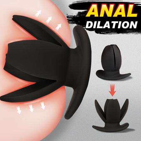 Silicone 4-Petal Design Hollow Silicone Anal Expander Anal Plug for Male and Female Anal Alternative Adult Products
