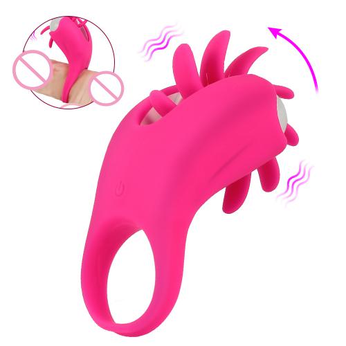 10 Speeds Vibrators Penis Ring Cock Rings Rotation Oral Vagina Clitoris Stimulator G-spot Massager Tongue Licking Adult Products