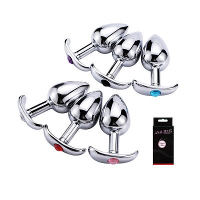 Anal Plug Sex Toys Stainless Smooth Steel Butt Plug Tail Crystal Jewelry Trainer for Women/Man Anal Dildo Adults Sex Shop