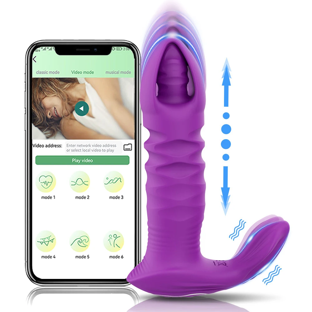 Bluetooth APP Thrusting Vibrator for Women Rotating Telescopic Dildo Remote G Spot Clitoris Stimulator Sex Toys for Adults