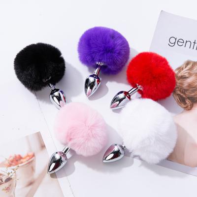 Bunny Tail Back Court Anal Plug Artificial Hair Tail Hair Metal Anal Plug Provocative Adult Couple Sex Toy
