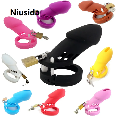 Chastity Cage Male Sex Toys Small Standard Male Chastity Device Cock Cage with 5 Size Rings Brass Lock Locking Erotic Urethral
