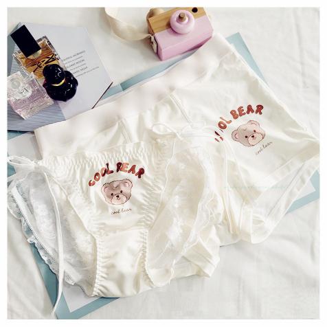 Cool Bear Vintage Print Couple Sexy Cute Panties Milk Silk Print Floral Panties Women