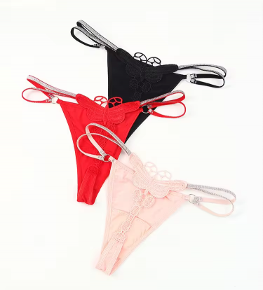 Hot Glitter Thin Band Panties Seamless Sexy Water-soluble Floral Embroidery Attractive Hot Thong for Ladies and Men Adult Fun