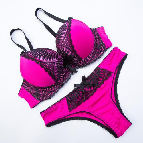 Lace Sexy Push-up Bra and Panty Sets Bow Comfortable Brassiere Young Bra Deep V Lingerie New Women