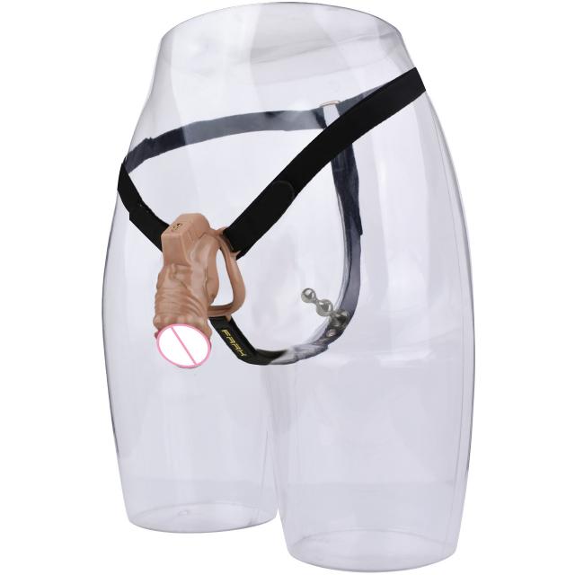Male Chastity Cage With Realistic Dildo Metal Anal Plug Chastity Belt Sissy Cock Lock Penis Ring BDSM Sex Toys For Men