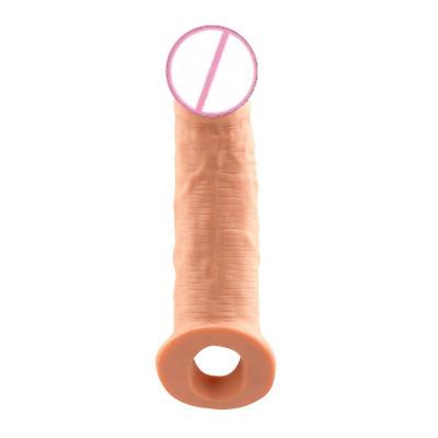 Male Delay Ejaculation Penis Enlargement Growth Sleeves Washable Soft Hollow Wearable Realistic Condoms Adult Sex Toys Dildo