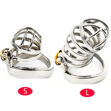 Male Stainless Steel Cock Cage with Penis Barbed Ring Chastity Device Adult Belt with Stealth New Lock Sex Toys
