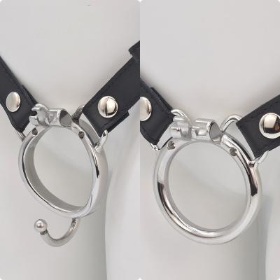 Metal Penis Rings for Chastity Cage Uses Built-in Lock Strap PU Belt 40mm 45mm 50mm 55mm Sex Toys Shop