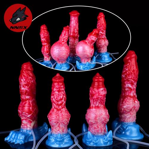 NNSX Dog Knot Penis Fantasy Squirting Dildo Inflatable Dildo Anal Plug Silicone Buttplug G-spot Stimulator Sex Toy for Women Men