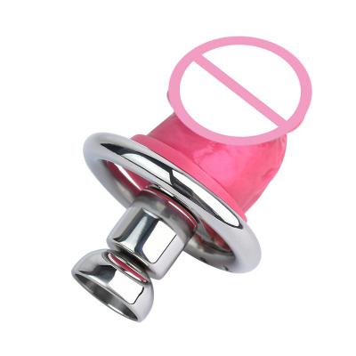 Negative Chastity Lock with Pink Dildo for Men New Creative Combination Cock Cage Stainless Steel Penis Rings BDSM Sex Toys