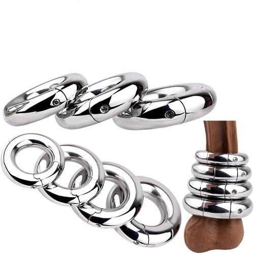 New Male Penile Scrotum Weight-bearing Exercise Ring Metal Stainless Steel Locking Essence Ring Egg Restraint Stretcher