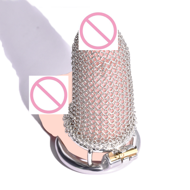 New Yarn Mesh Chastity Cage Metal Chastity Lock Soft armour Men's Stainless Steel Penis Lock Multiple Sizes Available