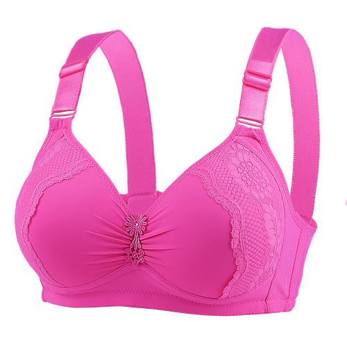 Plus Size Bras for Women Soft Cotton Cup Front Zipper Middle Aged and Elderly Underwear Ladies No Steel Ring Vest Lace Underwear