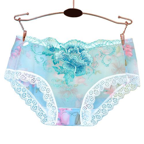 Plus Size Panties Women Sexy Lace Seamless Underwear Flowers Embroidery Skin-Friendly Transparent Briefs Lingerie Female