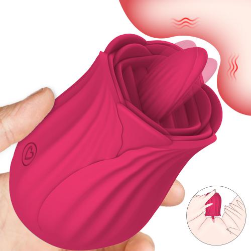 Powerful Rose Toy Vibrator for Women with Tongue Licking Oral Nipple Clitoris Stimulator Vibrator Female Sex Toys for Adults