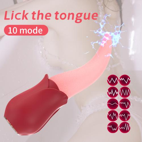 Powerful Rose Toy Vibrator with Tongue Licking Oral Nipple Clit Clitoris Stimulator Female Adults Sex Toys for Womans
