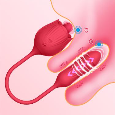 Rose Stretching Vibrators for Women Clitoris Stimulator Oral Tongue Licking Vibrating Love Egg Thrusting Sexy Toy for Adults 18