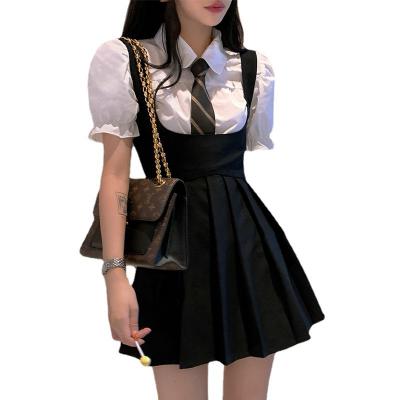 School Girl Uniform Pleated Skirts Japanese School Uniform High Waist A-Line Plaid Skirt Sexy JK Uniforms for Woman Full Set