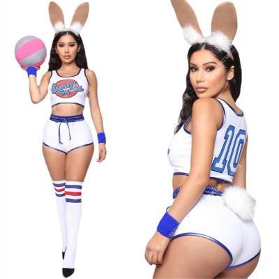 Sexy Women Two Piece Set Printed Crop Top and Hot Shorts Tracksuits Rabbit Cosplay Costume