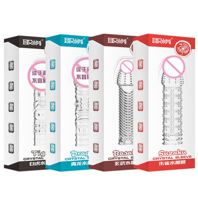 Spike Sleeve Lengthening and Thickening Piercing Transparent Crystal Spike Private Locking Essence Set for Couples Shock Sex