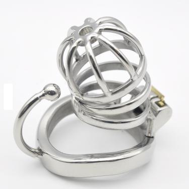 Stainless Steel Male Chastity Small Cage with Base Arc Ring Devices