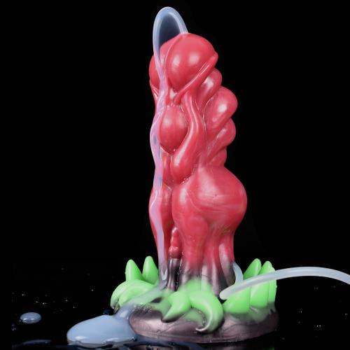 YOCY Fantasy Knot Ejaculation Dildo with Sucker Monster Squirt Penis Luminous Sex Toys for Women Men Flexible Silicone Anal Plug