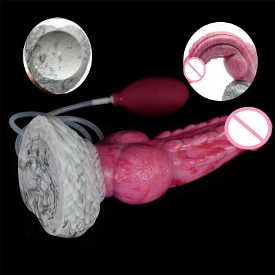 YOCY Gory Sea Jelly Color Ejaculating Fantasy Knot Dildo With Sucker Silicone Butt Plug Animal Wolf Cock Penis Squirting Sex Toy