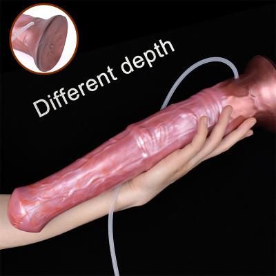 YOCY Large Fantasy Horse Squirting Penis With Suction Cup Size S M L Long Ejaculation Dildo Soft Silicone Anal Plug Spray Liquid