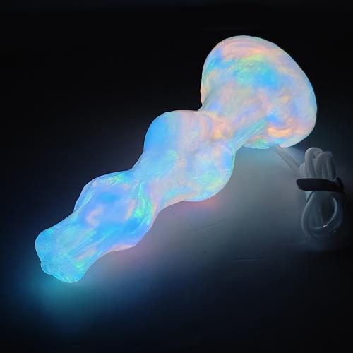 YOCY Silicone Luminous Squirting Penis Fantasy Wolf Knot Ejaculation Dildo Anal Beads Glowing in Dark Sex Toys for Women